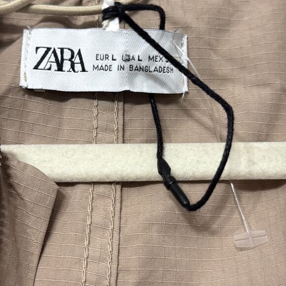 Zara Sleeveless Hooded Jumpsuit Khaki Size Large Trending Y2K Utility - Picture 8 of 8